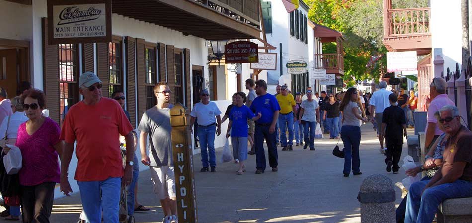 Saint George street with pedestrians shoping 